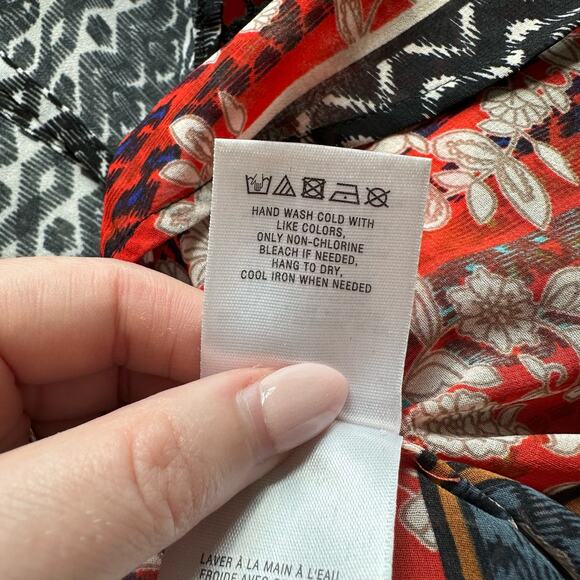 Meadow Rue Anthropologie black, orange and cream floral sleeveless top size S - Picture 9 of 12